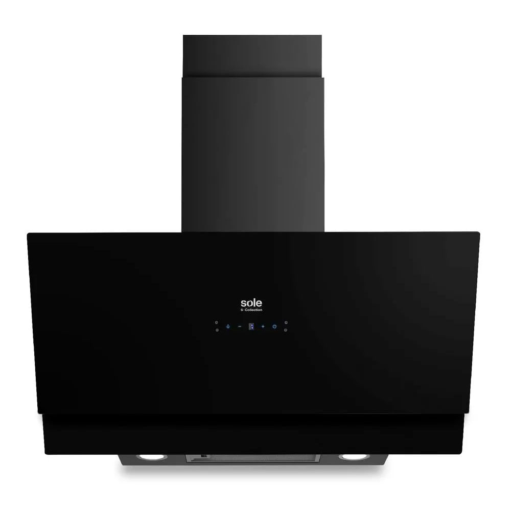 Campana extractora decorativa Signature 90 cm, 1000 m³/h, control Touch Free, autotimer, LED, filtros carbón/aluminio, negro